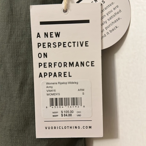 Vuori Ripstop Pants cropped in Army Green Size Small NWT BRAND NEW - Picture 3 of 4